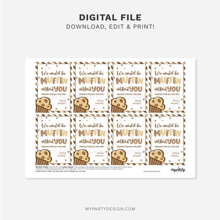 printable we would be muffin without you tag for appreciation gifts