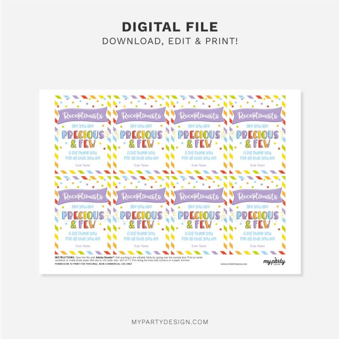 printable receptionist appreciation tag for receptionists day gifts
