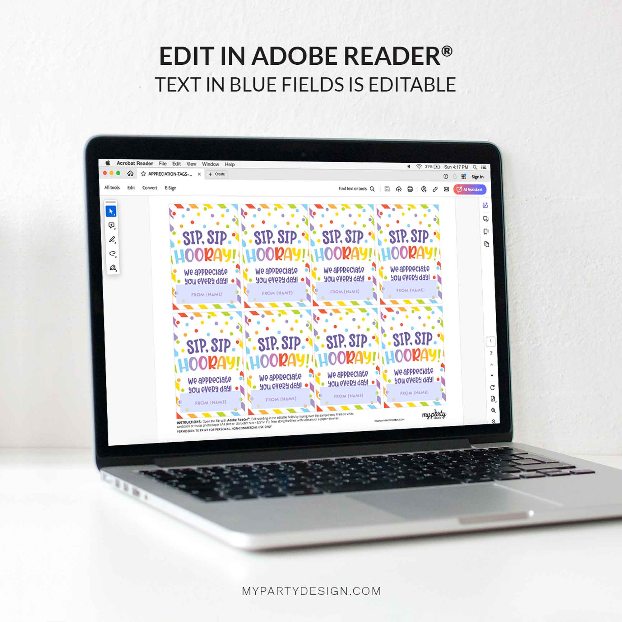 APPRECIATION-TAGS-SIP-SIP-HOORAY-00E editable sip sip hooray tag template