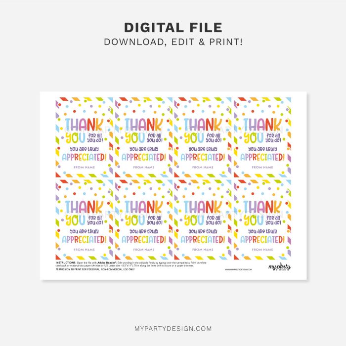 printable thank you for all you do tag for staff or teacher appreciation gifts