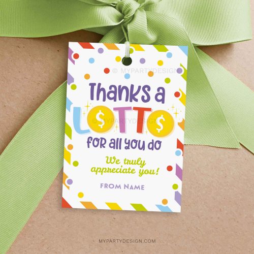 thanks a lotto gift tag for lottery ticket gift
