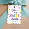thanks sweet season team gift tag for sports, dance or cheer team gifts