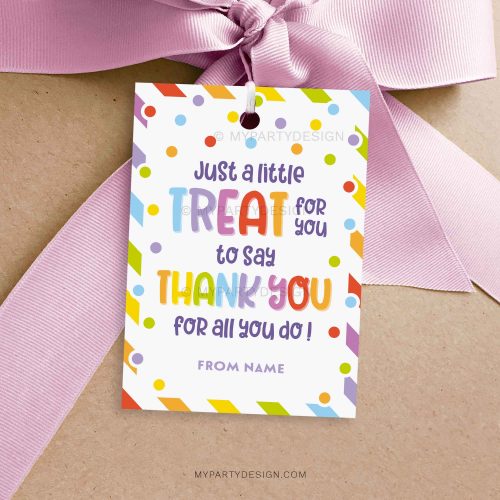 treat to say thank you gift tag for volunteers, staff or teacher appreciation gift