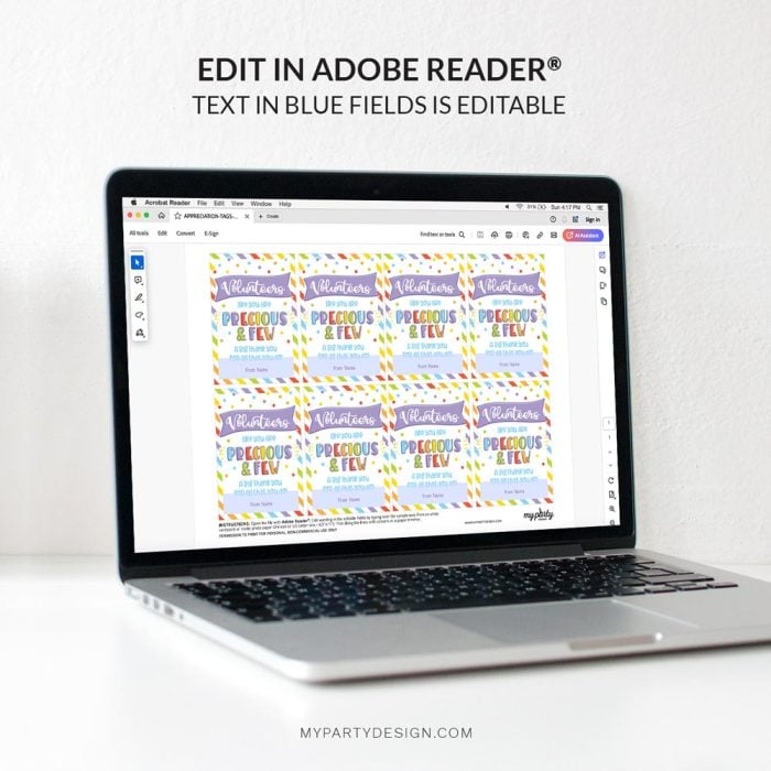 editable volunteer appreciation tag template for volunteer appreciation gifts