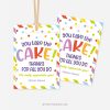 colourful cake gift tag that reads "you take the cake! Thanks for all you do"