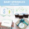 baby sprinkle party decoration printables in blue and green
