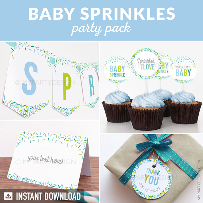 BABY_SPRINKLES_PARTY_PACK-00 baby sprinkle party decoration printables in blue and green