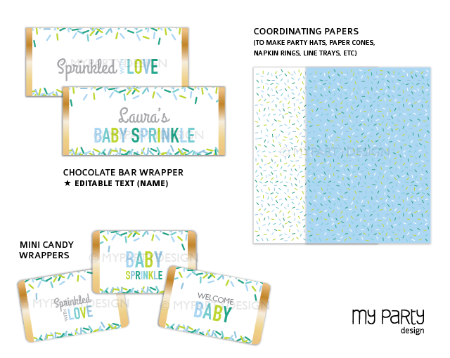printable boy baby sprinkle party decorations