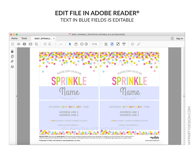 BABY_SPRINKLE_INVITATION-0000 baby sprinkle baby shower party invitation - editable printable invite