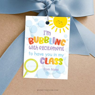 bubbles gift tag for back to school gifts