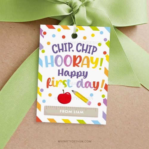 back to school chip chip hooray gift tag for first day of school class gifts