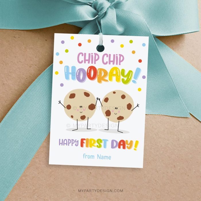 cookie first day of school gift tag for back to school gifts