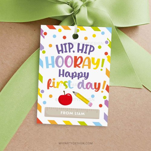back to school hip hip hooray gift tag for first day of school class gifts