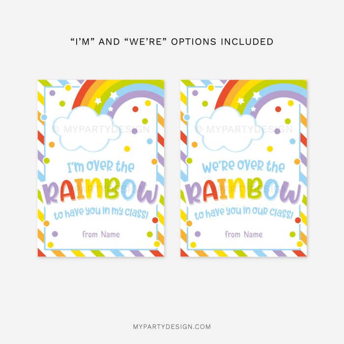 over the rainbow class gift tag for back to school gifts from teacher