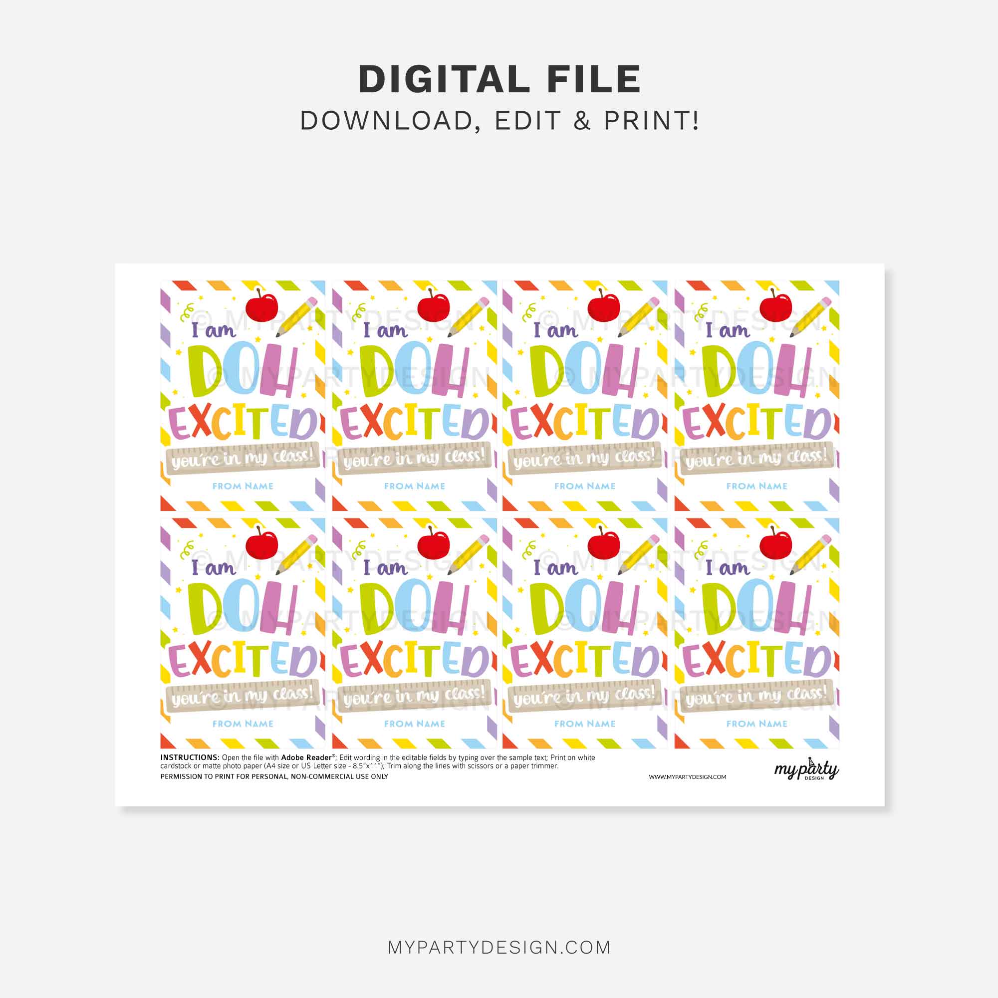 BACK-TO-SCHOOL-PLAYDOUGH-DOH-EXCITED-GIFT-TAGS-00C printable back to school play dough class gift tags for first day of school student gifts