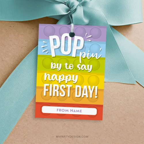 Pop It Back to School Gift Tag for first day of school gifts