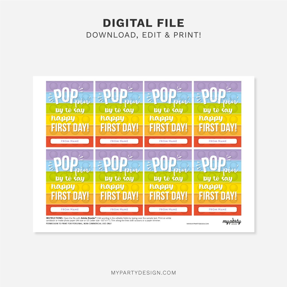 BACK-TO-SCHOOL-POP-IT-HAPPY-FIRST-DAY-TAGS-00C printable Pop It Back to School Gift Tag for first day of school gifts