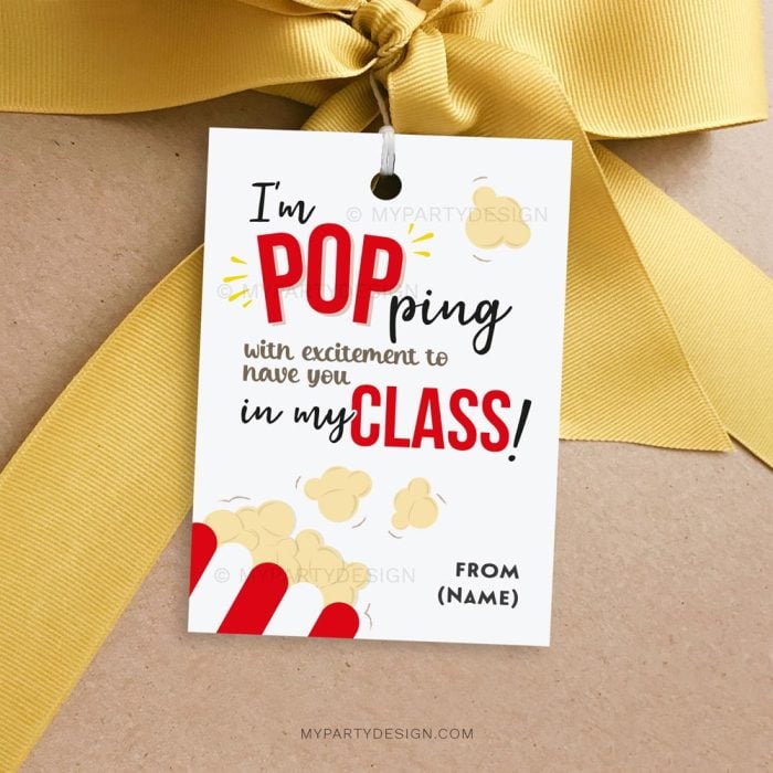 popcorn back to school class gift tag for student gifts