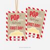 back to school popcorn tag that reads "poppin' by to say happy first day!"