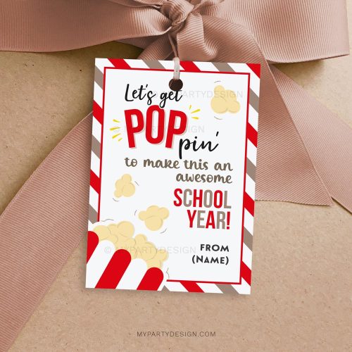 popcorn back to school gift tag for the first day of school