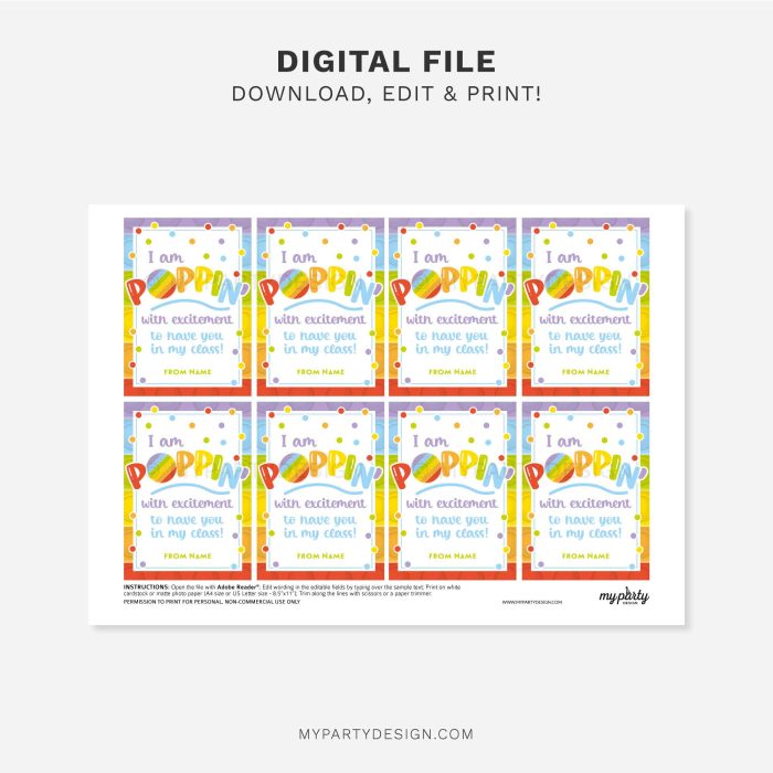 printable poppin with excitement back to school tags for pop it toy student gifts