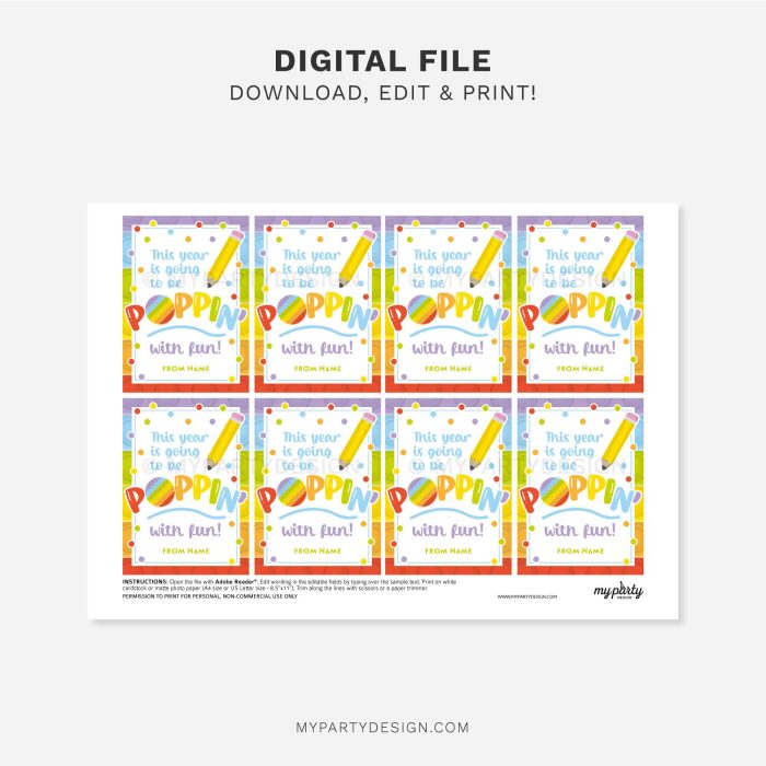 printable poppin with fun back to school tag for pop it fidget toy gifts for students