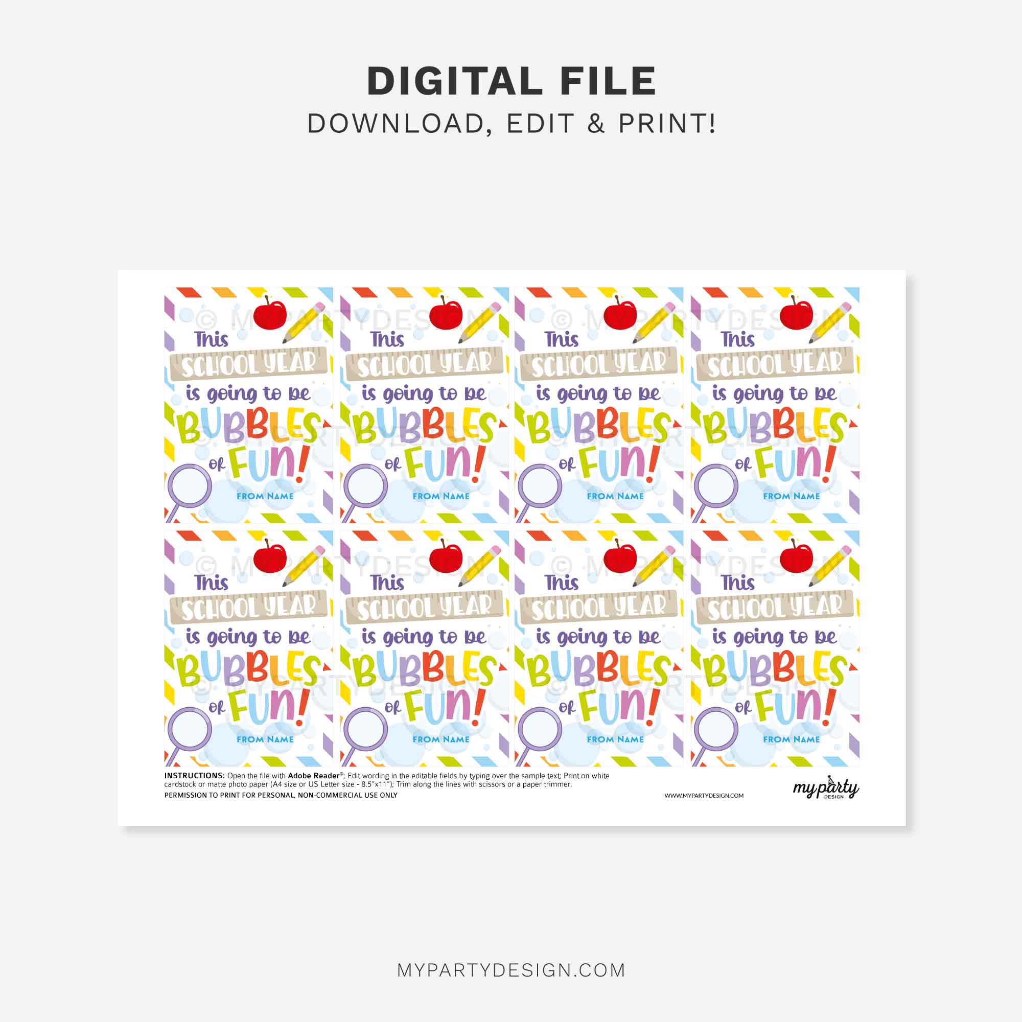 BACK-TO-SCHOOL-YEAR-BUBBLES-OF-FUN-GIFT-TAGS-00C printable back to school bubbles of fun gift tag for first day of school class gifts