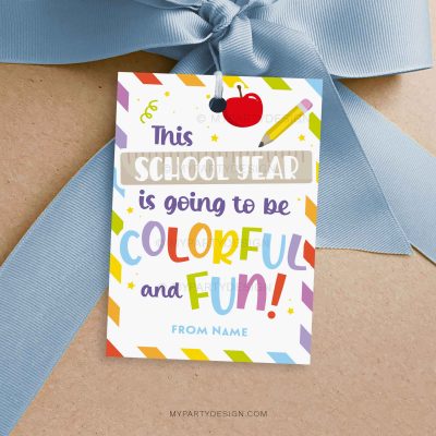 back to school colorful and fun gift tag for first day of school class gifts