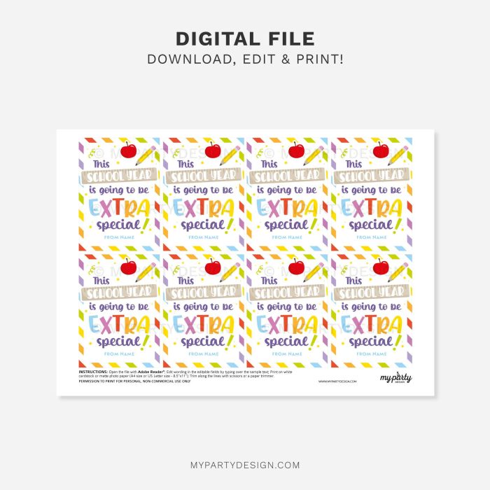 printable back to school extra special gift tag for first day of school class gifts