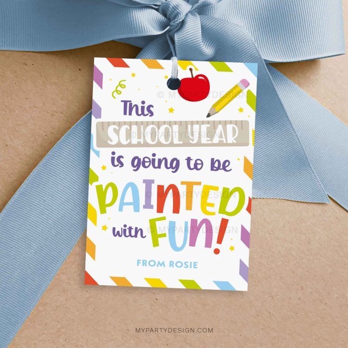 back to school painted with fun gift tag for first day of school class gifts
