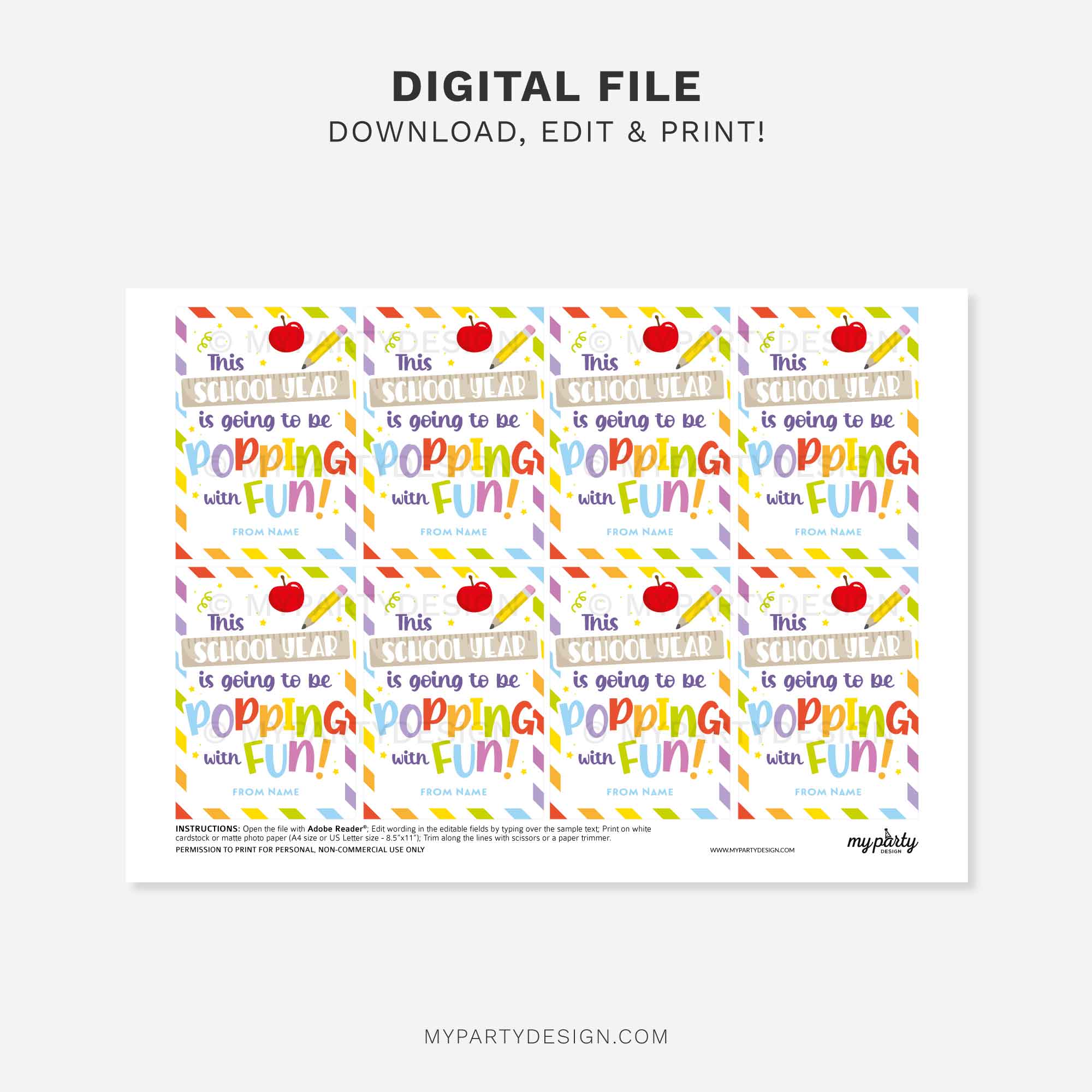 BACK-TO-SCHOOL-YEAR-POPPING-WITH-FUN-GIFT-TAGS-00C printable back to school popping with fun gift tag for first day of school class gifts
