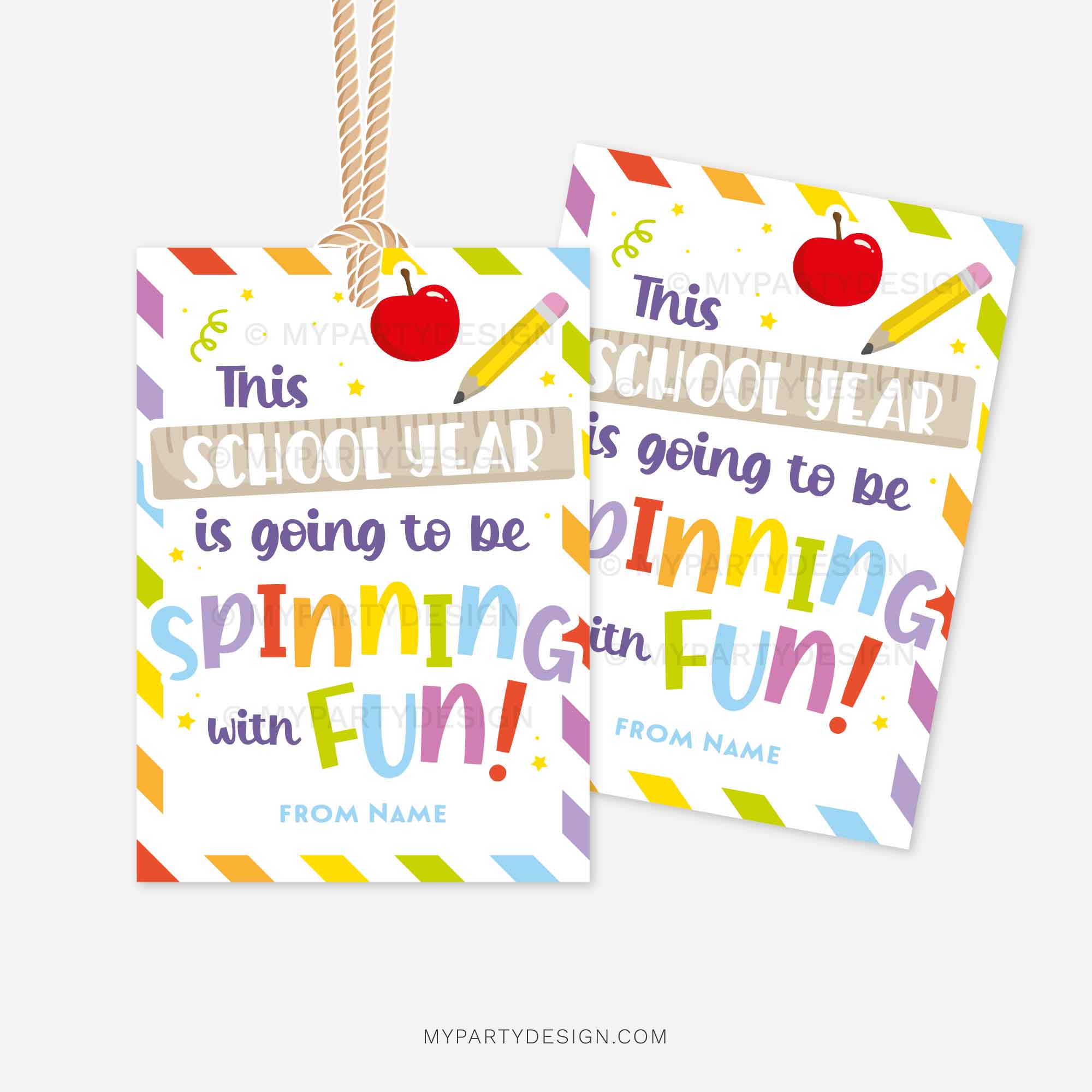 BACK-TO-SCHOOL-YEAR-SPINNING-WITH-FUN-GIFT-TAGS-00B colorful back to school class gift tags that read "this school year is going to be spinning with fun!"