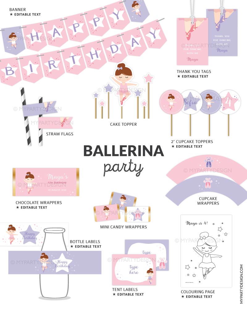 BALLERINA-BIRTHDAY-PARTY-PRINTABLES-00A ballerina birthday party printable decorations