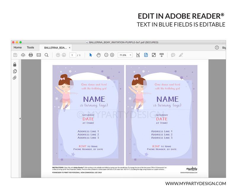 BALLERINA_BDAY_INVITATION-10 ballerina party invitation - printable editable invite
