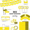 yellow and black bee baby shower printables for a gender neutral baby shower decoration