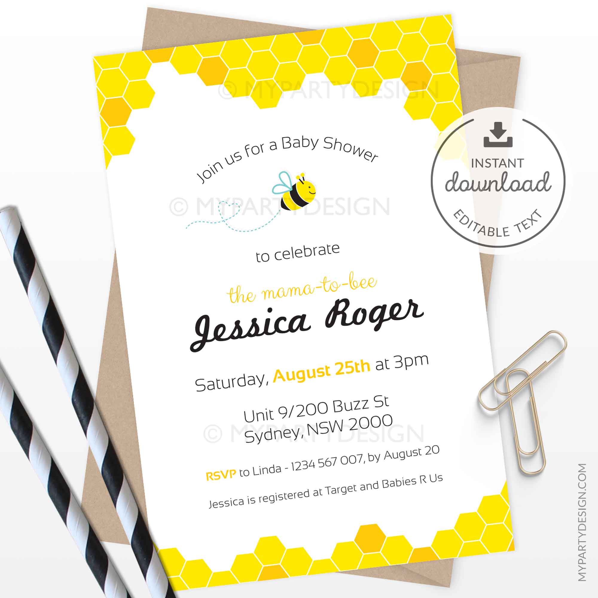 BEE_BABYSHOWER_INVITATION-00AA bumble bee baby shower invitation printable and editable
