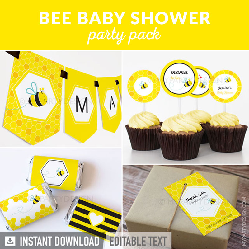 BEE_BABYSHOWER_PARTY-00 bee baby shower party decoration printables