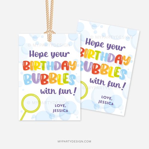 birthday bubbles gif tags that read "hope your birthday bubbles with fun"