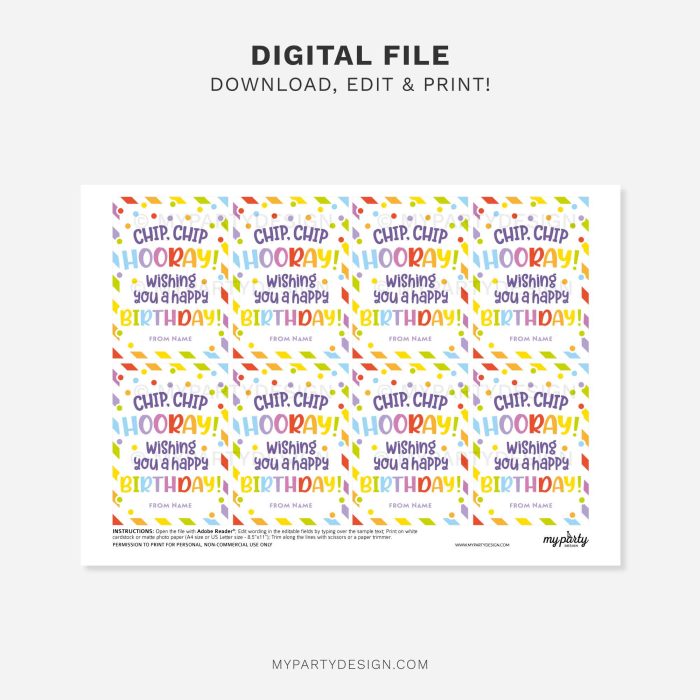 printable chip chip hooray Happy Birthday Gift Tag for student birthday gifts from teacher