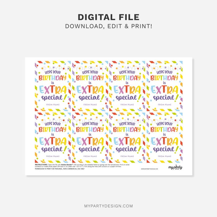 printable extra special happy birthday gift tag for student birthday gifts from teacher