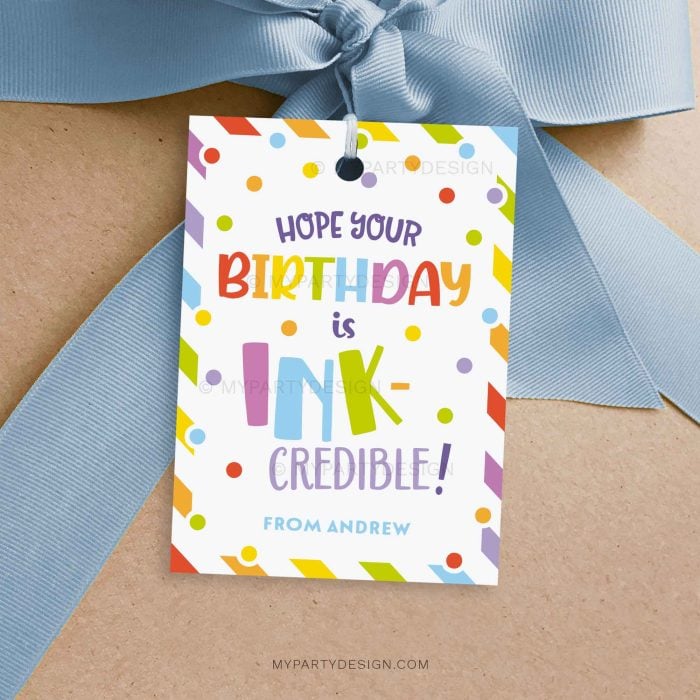 ink-credible birthday gift tag for student birthday gifts from teacher