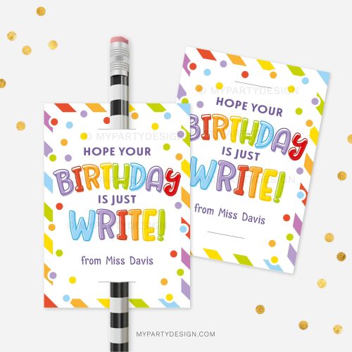 pencil happy birthday gift tag for student birthday gifts from teacher