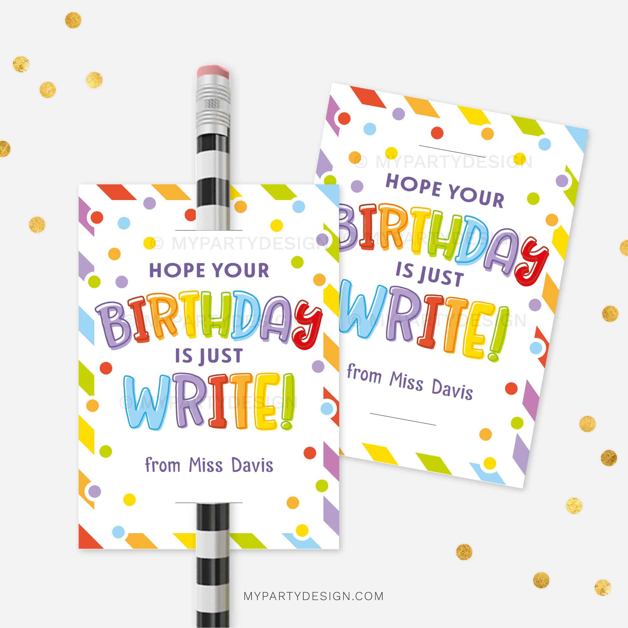 BIRTHDAY-GIFT-TAGS-PENCIL-JUST-WRITE-00A pencil happy birthday gift tag for student birthday gifts from teacher