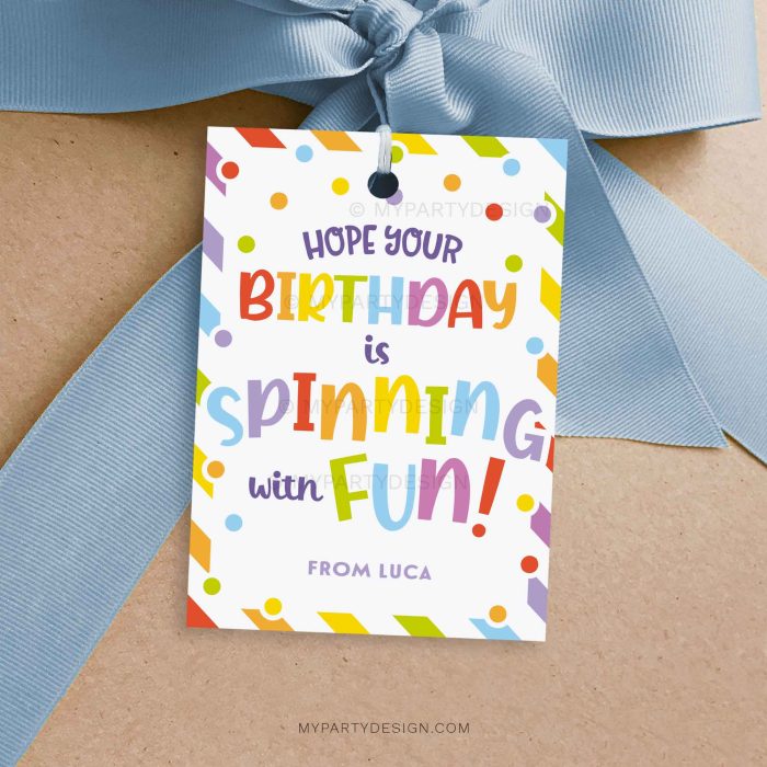 spinning with fun Happy Birthday Gift Tag for student birthday gifts from teacher