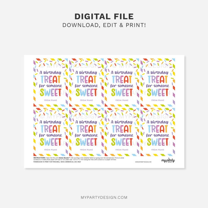 printable birthday treat for someone sweet gift tag for birthday gifts
