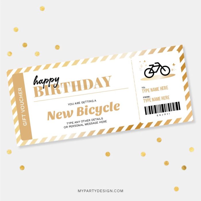 bicycle gift voucher template