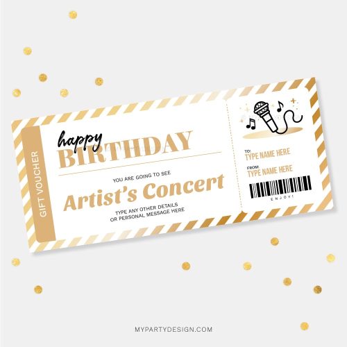 concert gift voucher template for a concert ticket gift
