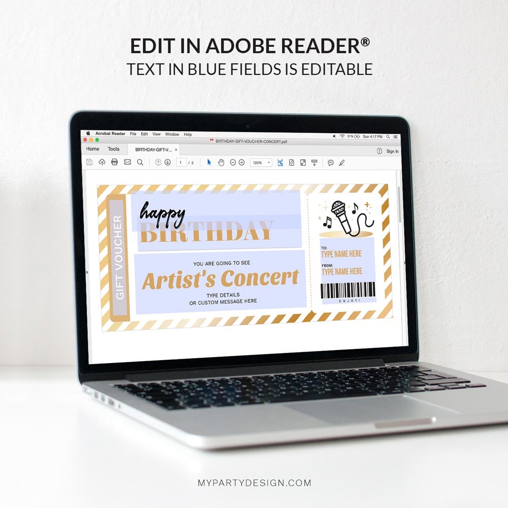 BIRTHDAY-GIFT-VOUCHER-CONCERT-00D editable birthday concert ticket gift voucher template