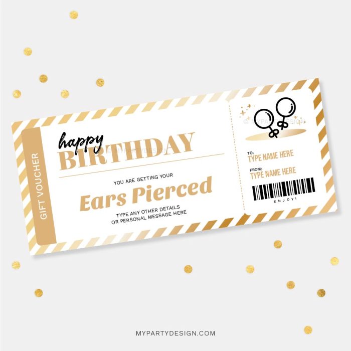 ear piercing gift voucher template