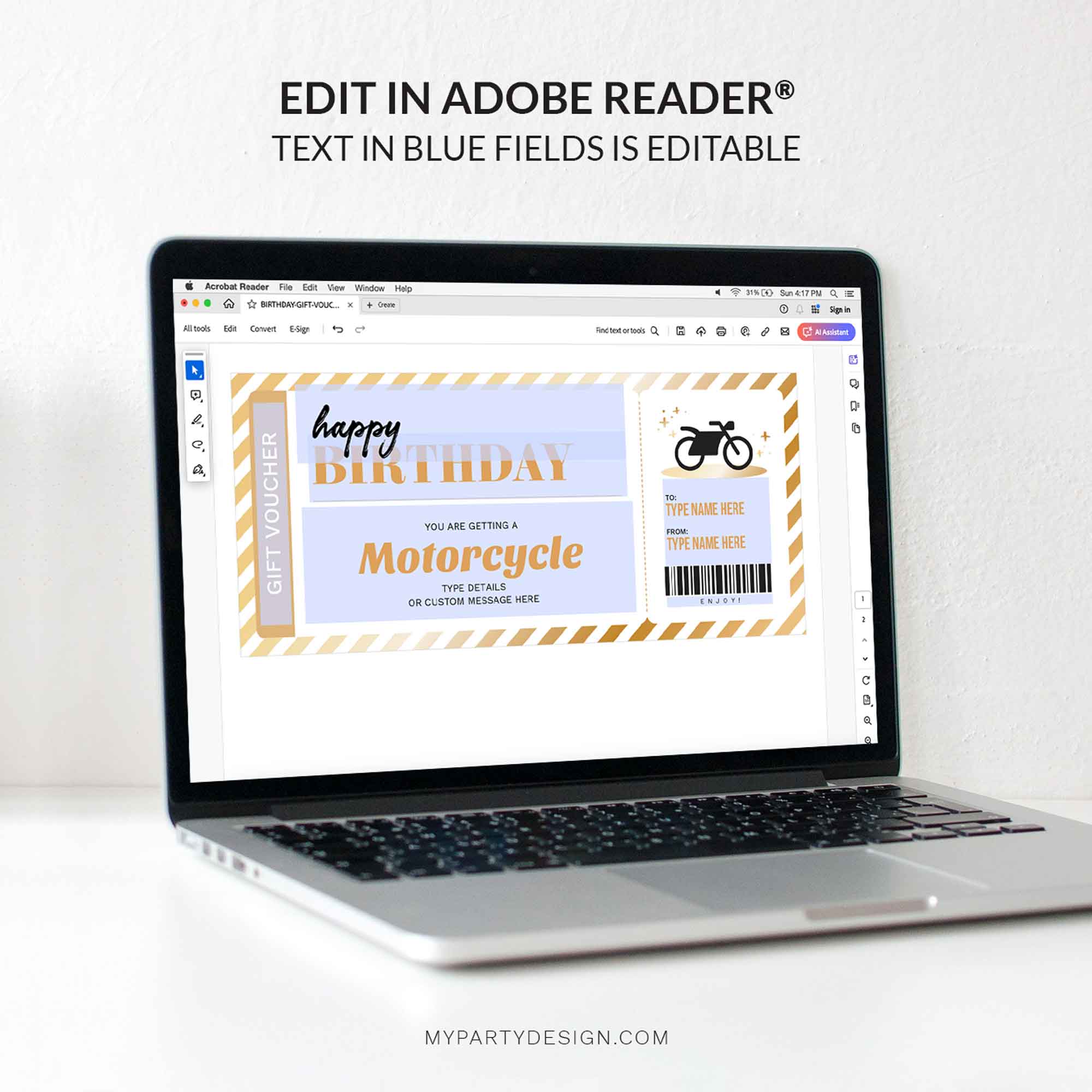 BIRTHDAY-GIFT-VOUCHER-MOTORCYCLE-00D editable motorcycle gift voucher template for birthday or surprise gift